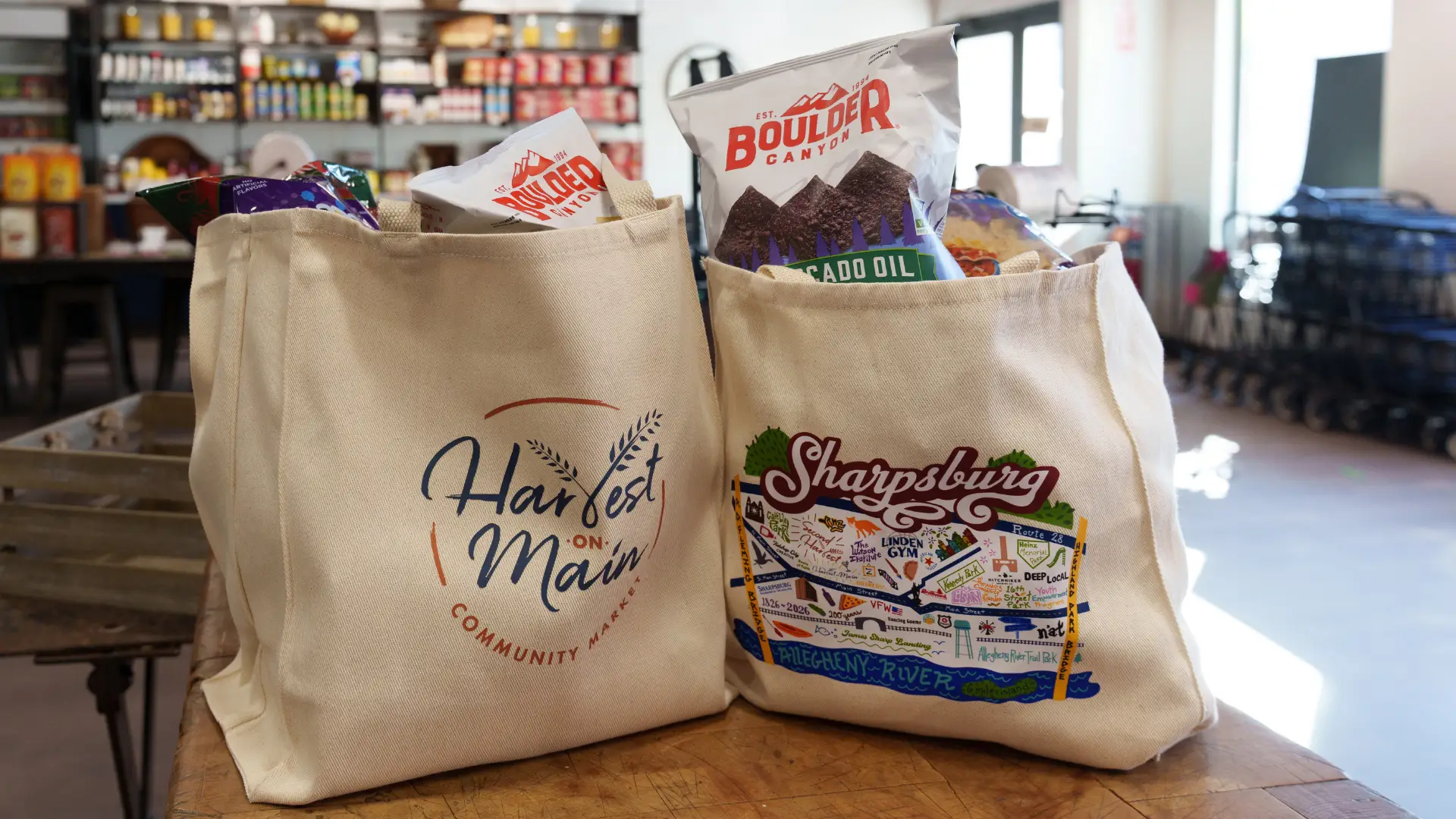 Harvest on Main exclusive Sharpsburg Bicentennial tote bag