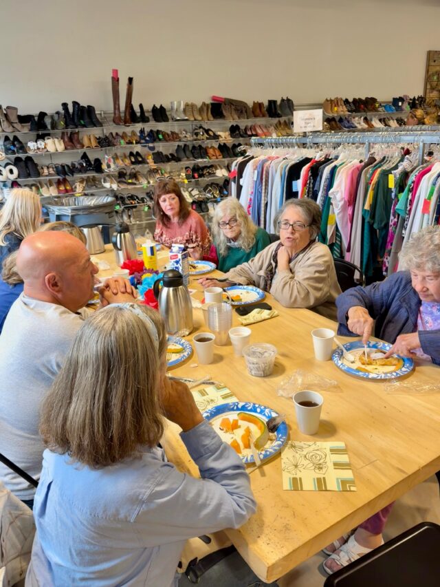 At Second Harvest, Wednesday mornings are about more than coffee and conversation.

What started as a Senior Social — a chance for our silver neighbors to gather over a meal on us and enjoy 25% off in the store — has grown into something deeper: friendship, routine, and belonging.

Most Wednesday mornings, senior neighbors come to the store whether there’s an official Senior Social or not – usually with a homemade cake in hand. There are always familiar faces waiting for them around the table. “Everyone’s smiling, laughing, telling each other they love each other, and sharing a good meal,” says one neighbor.

These are the kinds of moments that make Second Harvest more than a store – made possible by the generosity of neighbors like you.

☕ Senior Socials take place the 1st & 3rd Wednesdays of the month from 10AM–12PM at Second Harvest Community Thrift Store.
🚐 Free transportation is available courtesy of North Hills Community Outreach. Call Tracy to schedule a pick-up: 412-449-0151.