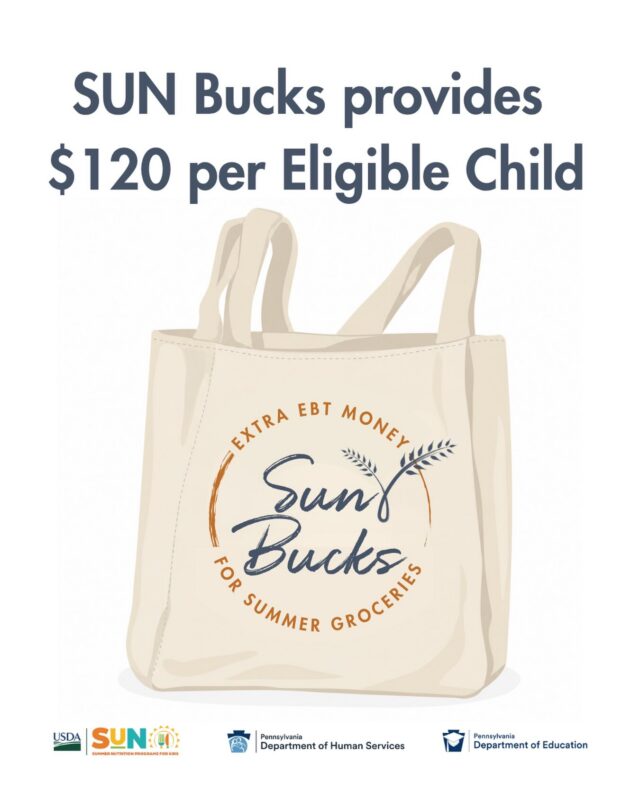 Extra grocery money this summer? ☀️🍎

SUN Bucks provides $120 per eligible child to help Pennsylvania families buy groceries during the summer months.

Many eligible children will receive these benefits automatically, while some households may need to apply.

🔗 Click the link in our bio for an eligibility navigator to check if you qualify.

#sunbucks #secondharvest #harvestonmain #localgrocerystore #sharpsburg