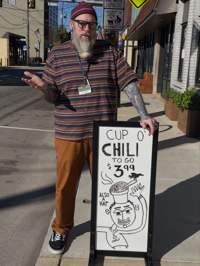 Matt’s weekly doodle highlighting our hot lunch special this week: Chili!
Come visit us from 10-6 M-F!